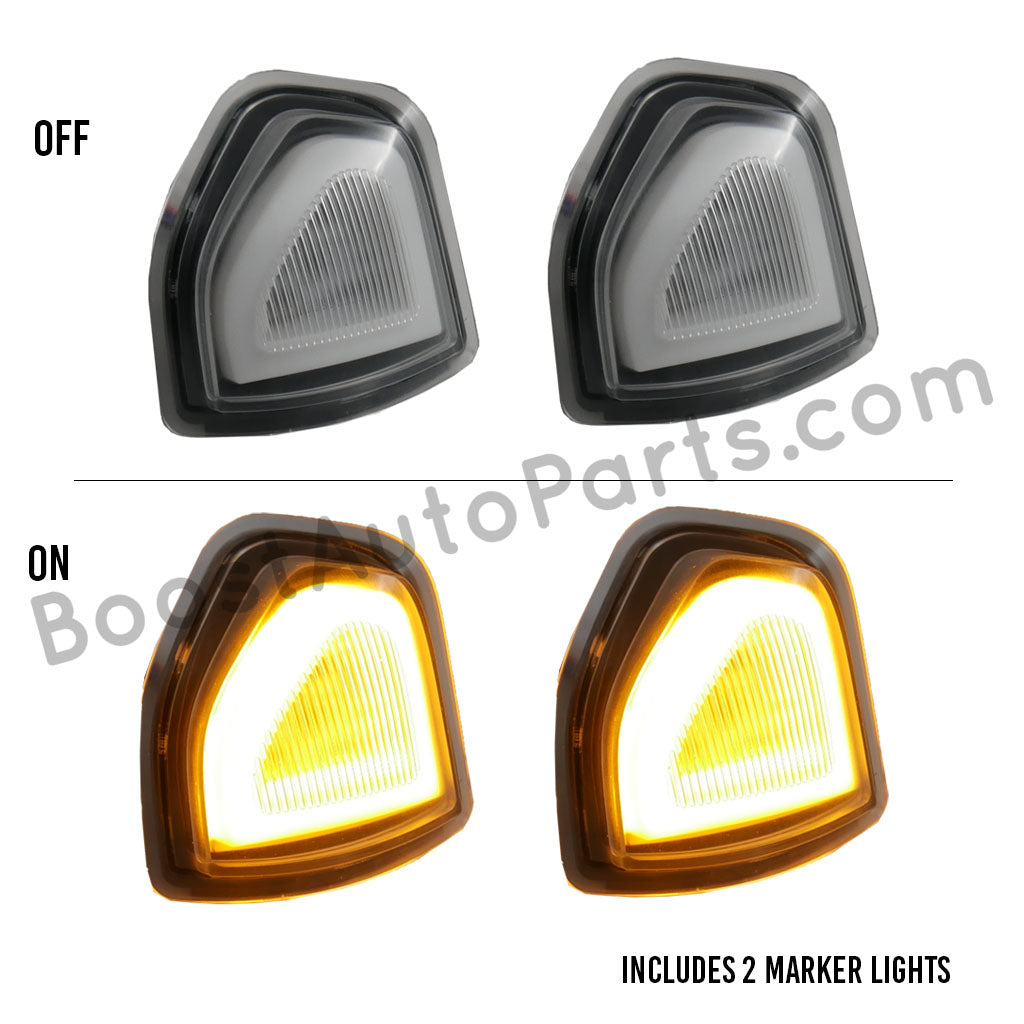 Dodge Ram LED Mirror Turn Signal Light – Unpainted, Clear Strip (Amber LED)