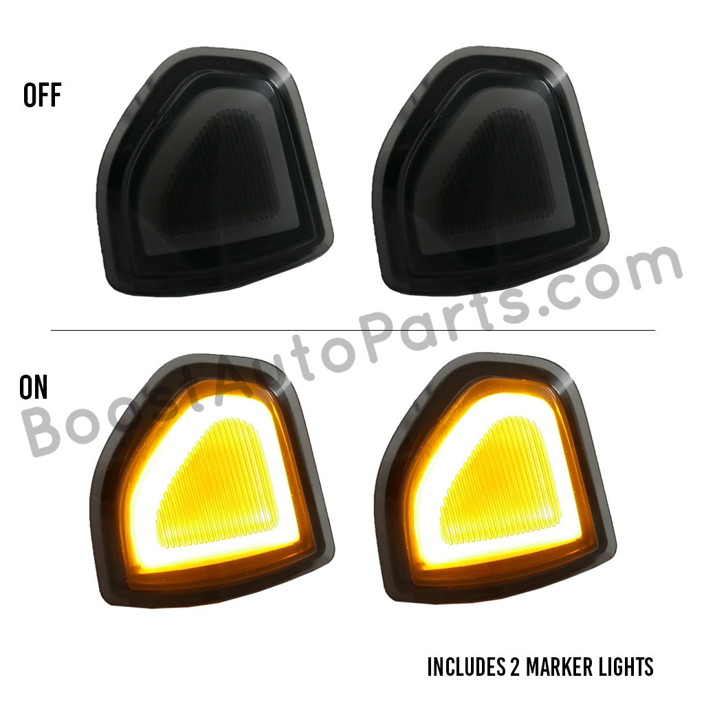 Dodge Ram LED Mirror Turn Signal Light – Unpainted, Smoked Strip (Amber LED)