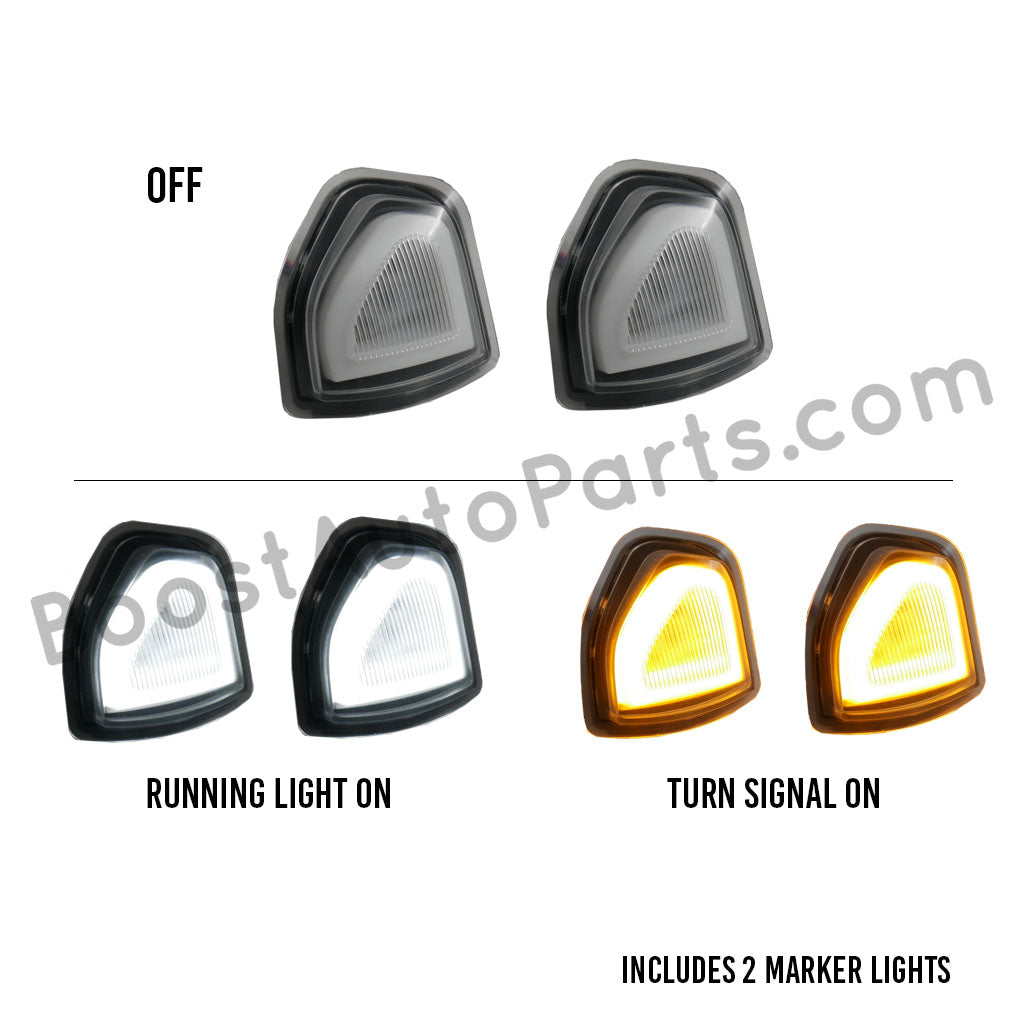2009-2026 Dodge Ram LED Switchback Tow Mirror Marker Lights – Clear