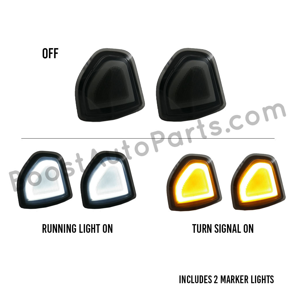 2009-2026 Dodge Ram LED Switchback Tow Mirror Marker Lights – Smoked