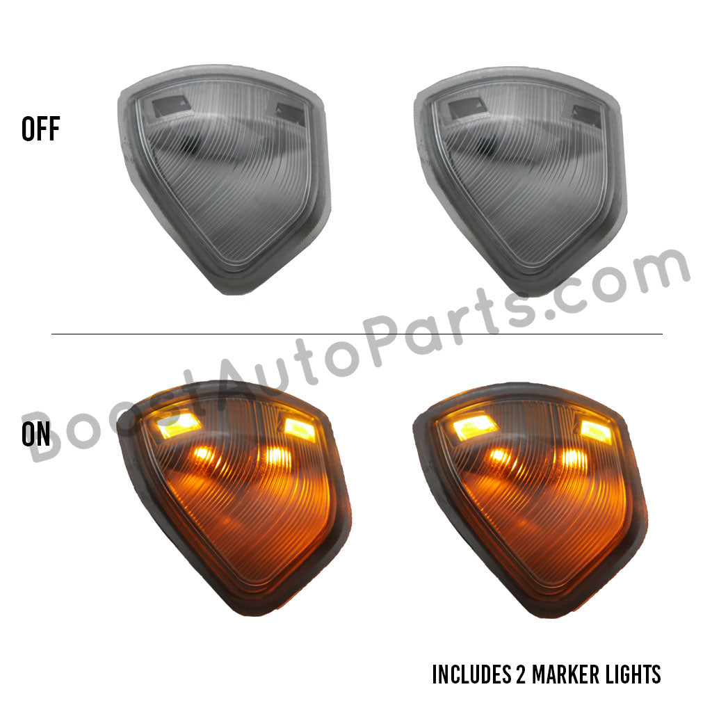Dodge Ram LED Mirror Turn Signal Light – Unpainted, Clear Dotted (Amber LED)