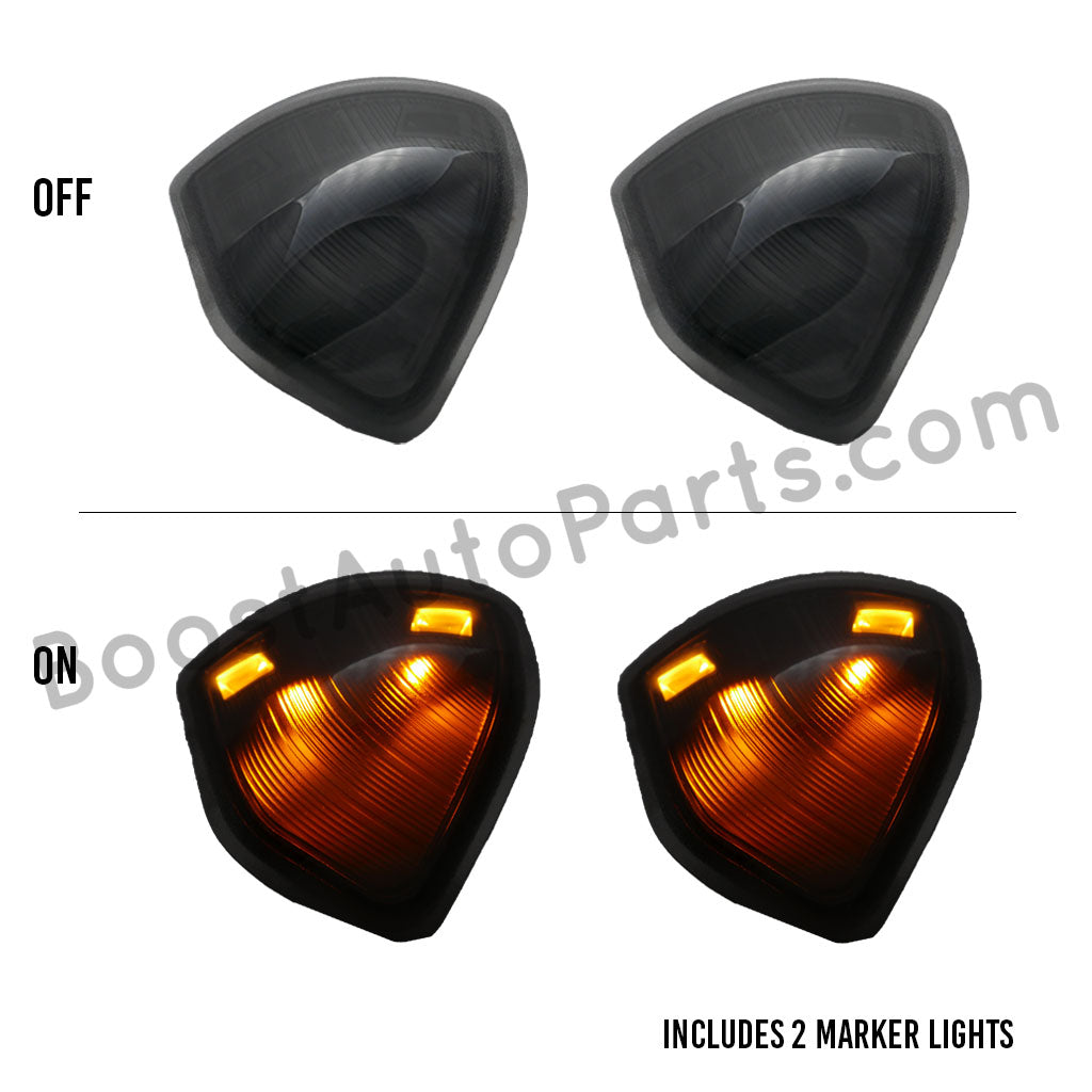 Dodge Ram LED Mirror Turn Signal Light – Unpainted, Smoked Dotted (Amber LED)