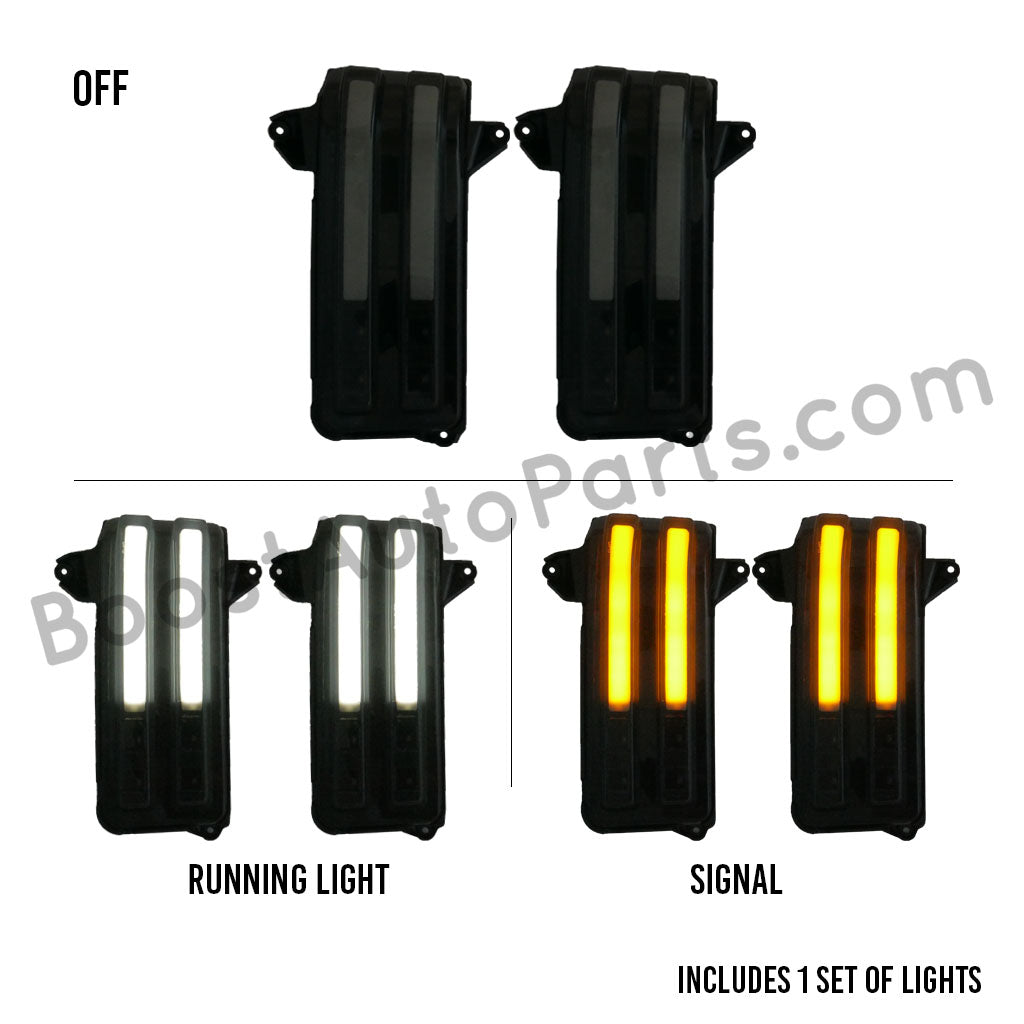 2019+ GM Silverado and Sierra Tow Mirror Marker Lights – Smoked
