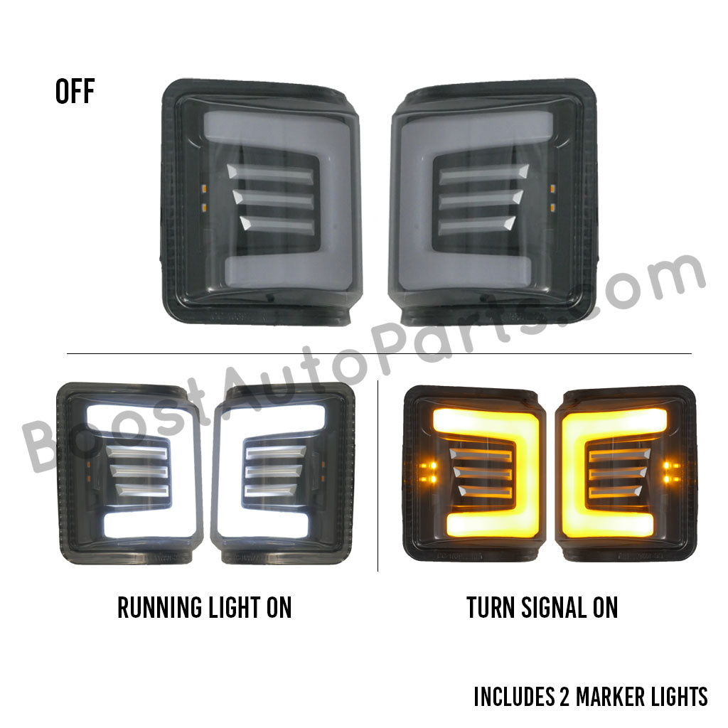 Ford Tow Mirror Replacement Lights (2008 Style) – Unpainted, Switchback (White/Amber)