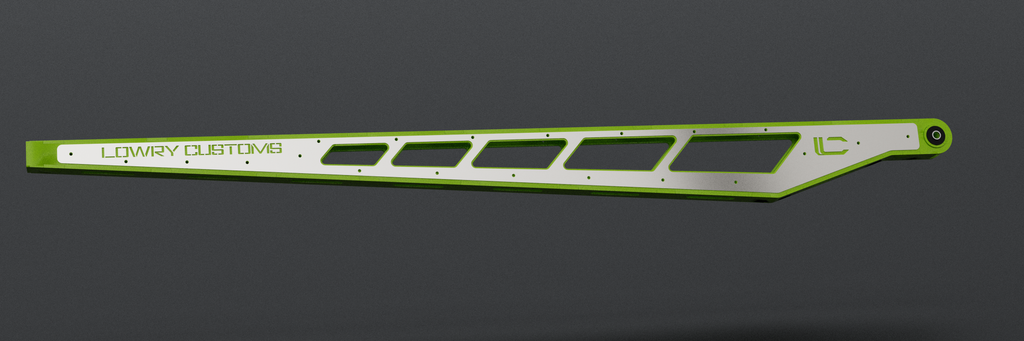 Large drop skeletonized ladder bar, side view showing the rear drop angle (render)