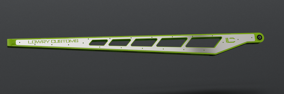 Large drop skeletonized ladder bar, side view showing the rear drop angle (render)