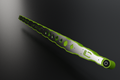 Hexagon and diamond ladder bar, angled view, chartreuse with mirror stainless overlay (render)