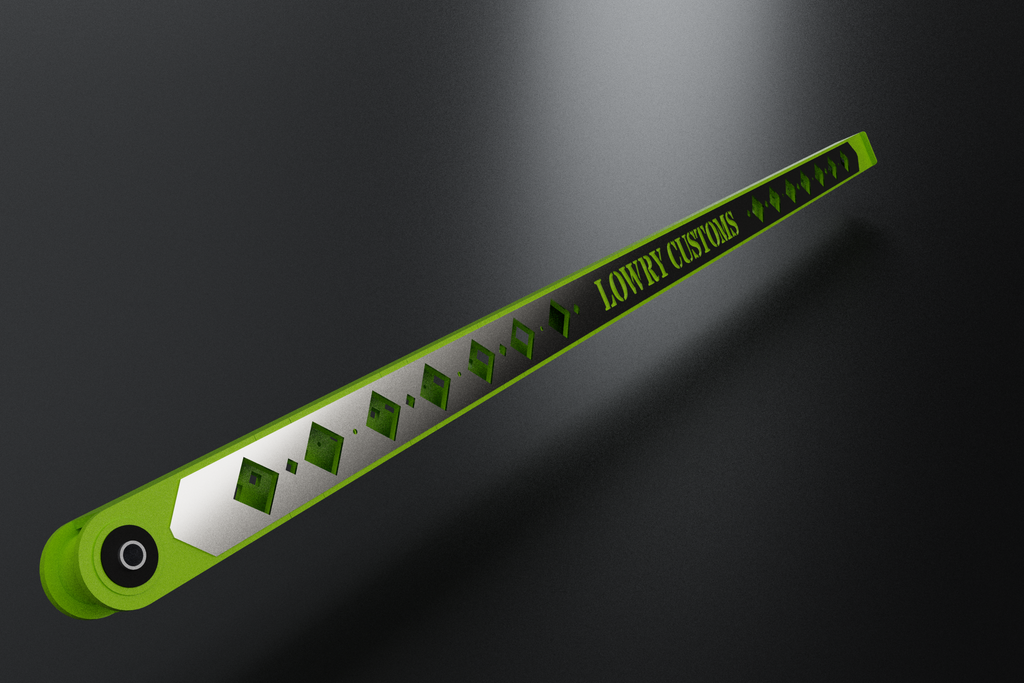 Straight diamond ladder bar, angled view with LOWRY CUSTOMS name plate (render)
